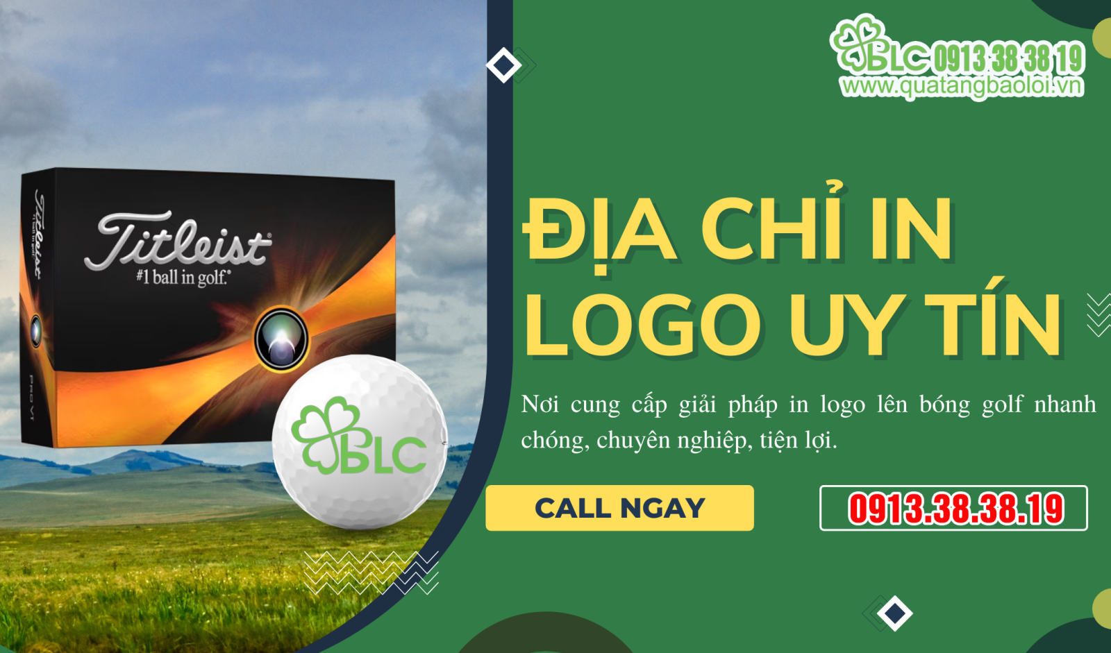 Bóng golf in logo đẹp, chất lượng chỉ có tại BLC Gifts