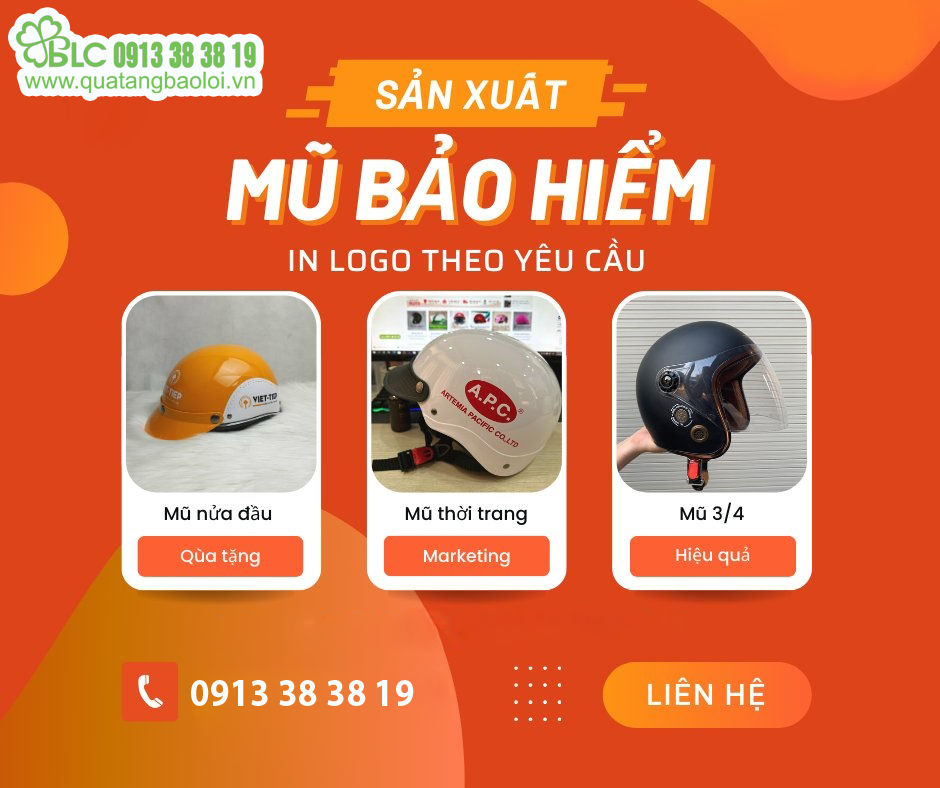 Xưởng sản xuất mũ bảo hiểm quảng cáo,in logo theo yêu cầu Hải Phòng