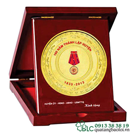 Biểu trưng đĩa đồng hộp gỗ-DD-008