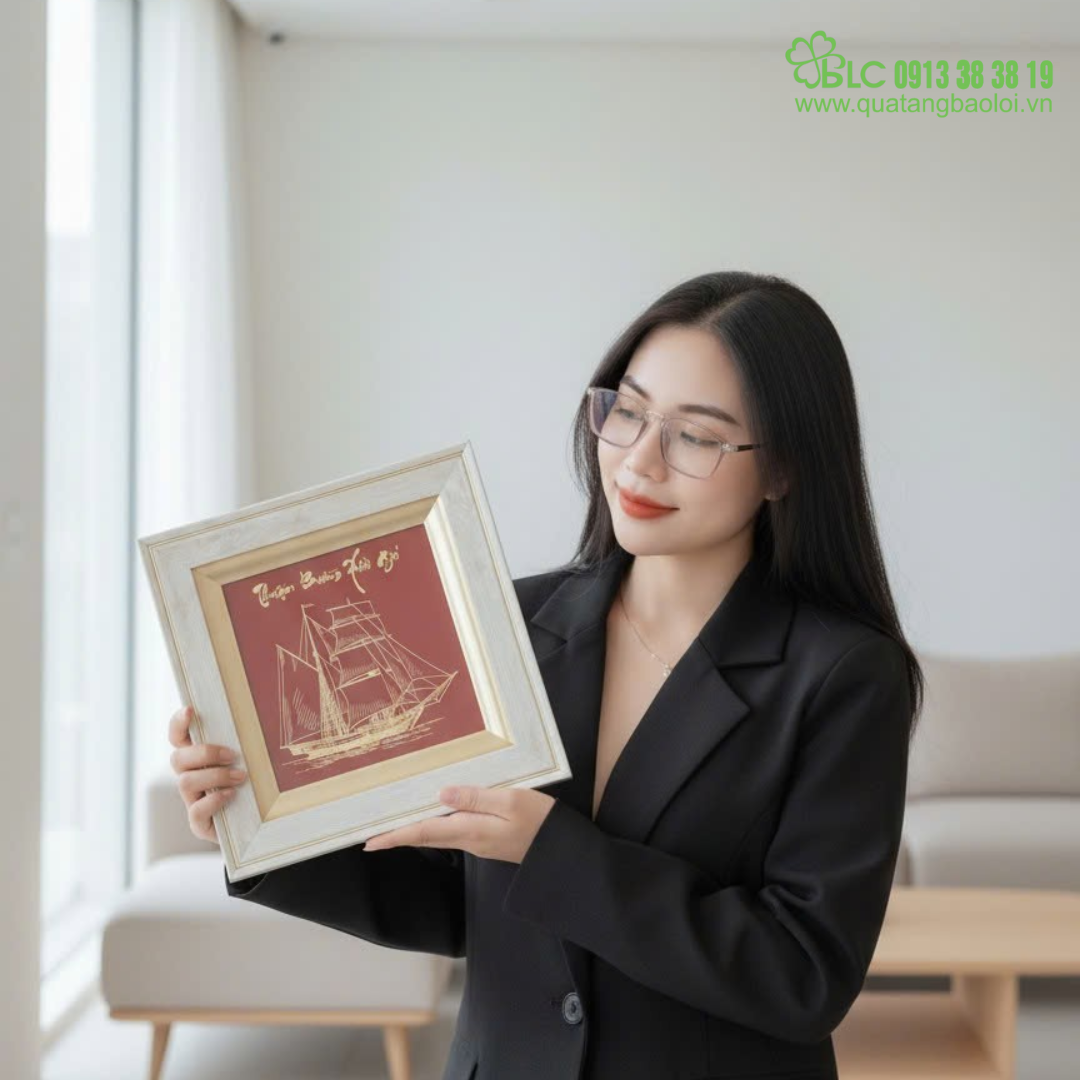 Tranh được chế tác từ đồng cao cấp, bề mặt xử lý ăn mòn giúp họa tiết sắc nét, bền màu