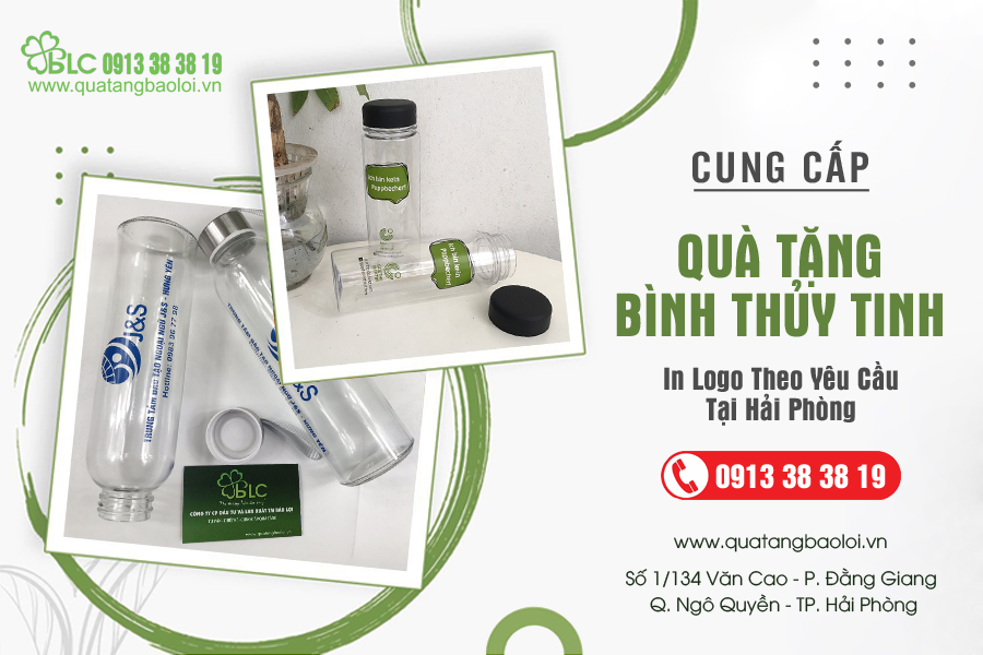 Dịch vụ in logo lên bình nước thủy tinh rẻ, đẹp số 1 Hải Phòng