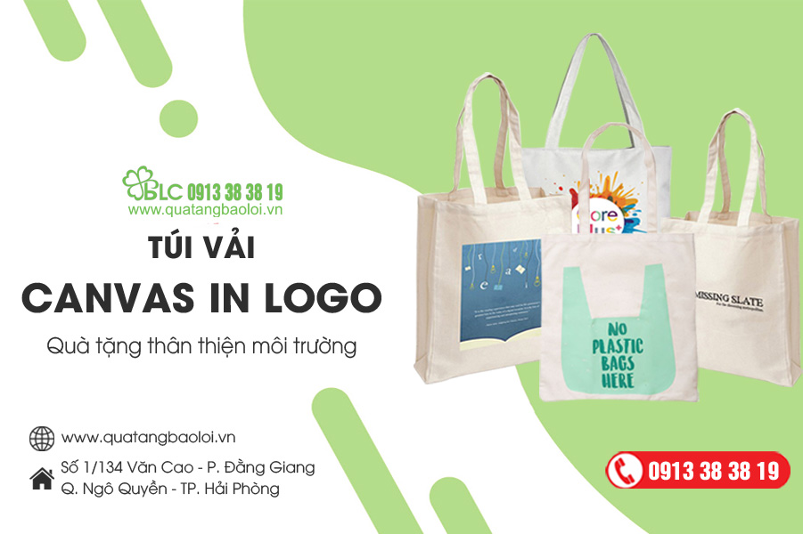 Túi vải canvas in logo - Quà tặng doanh nghiệp thân thiện môi trường