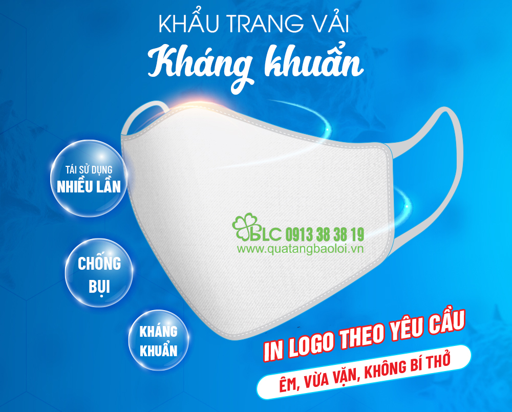 BLC GIFTS - Địa chỉ cung cấp khẩu trang vải kháng khuẩn in logo rẻ đẹp, chất lượng cao