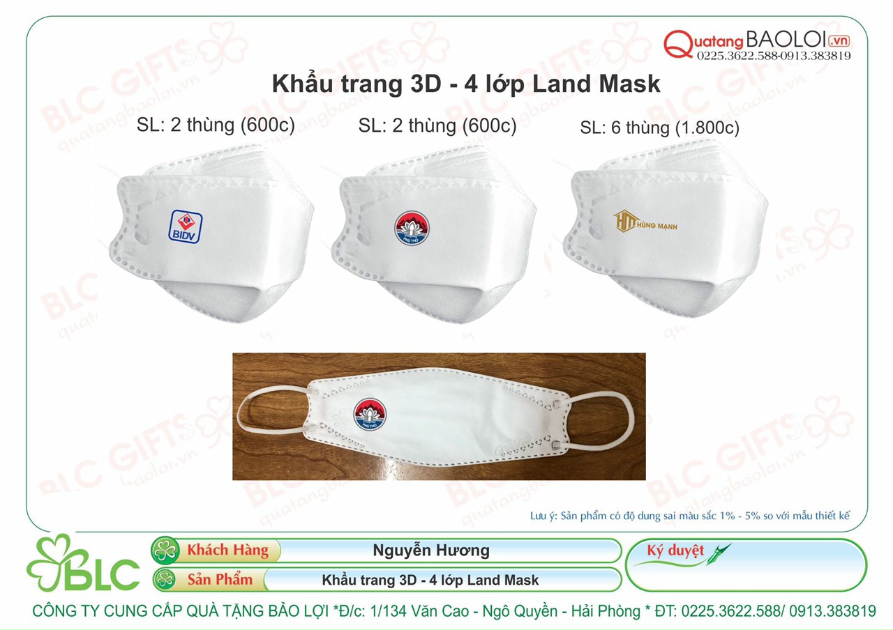 Khách hàng đặt mua sản phẩm khẩu trang y tế 3D Land Mask in logo tại BLC GIFTS