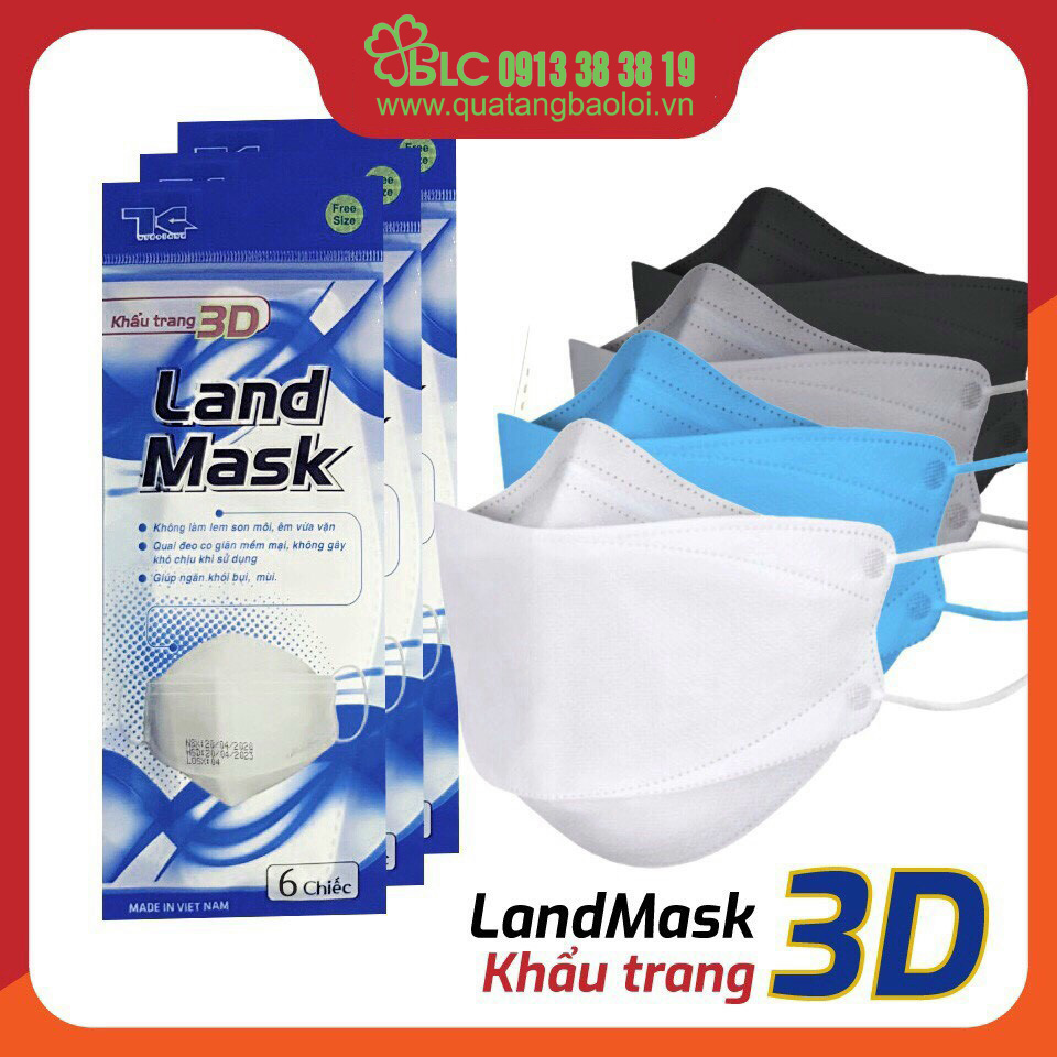 Khẩu trang y tế 3D Land Mask in logo - Bảo vệ sức khỏe khỏi vius, khói bụi