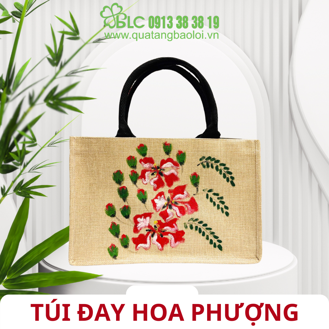 Túi đay hoa phượng vẽ tay – Quà tặng quảng bá du lịch Hải Phòng