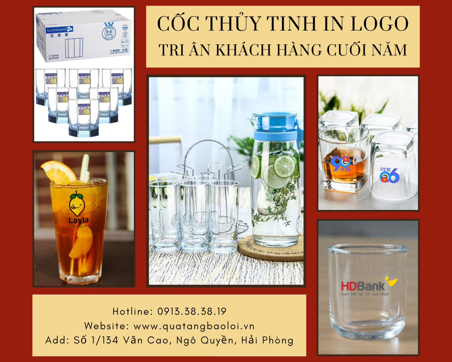 BLC GIFTS cung cấp bộ ly thuỷ tinh đẹp, in logo số lượng lớn làm quà tặng khách hàng cuối năm