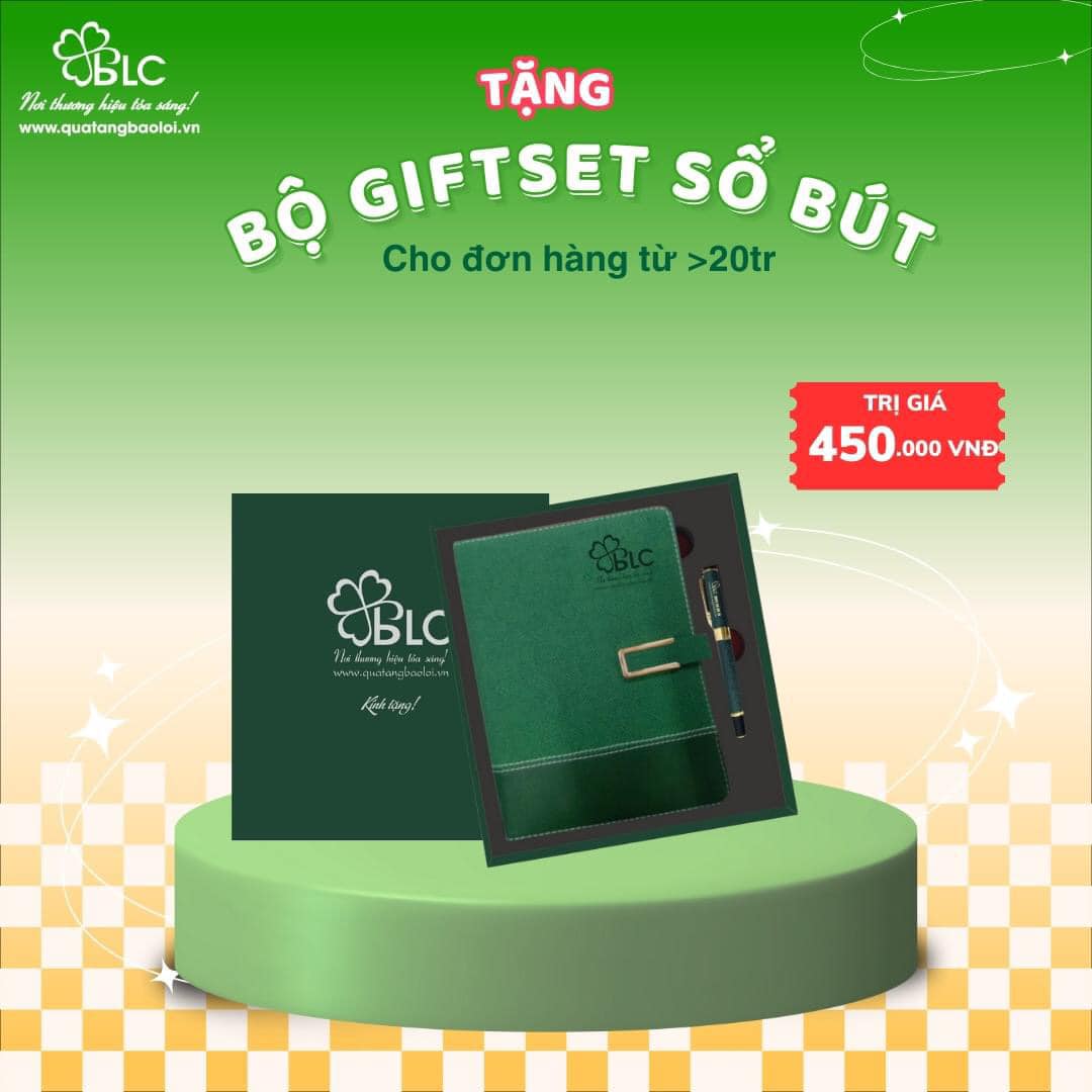 Tặng BỘ GIFTSET SỔ BÚT cao cấp trị giá 450.000đ cho đơn hàng từ 20 triệu trở lên