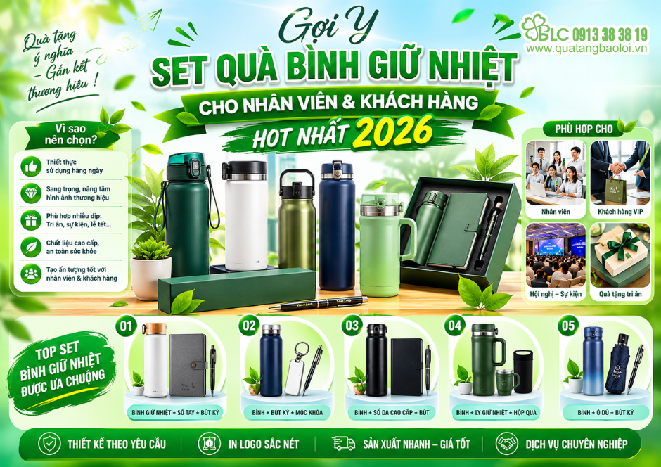 Set Quà Bình Giữ Nhiệt Cho Nhân Viên Và Khách Hàng Hot Nhất 2026