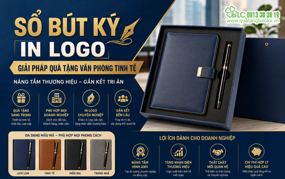 Sổ Bút Ký In Logo – Giải Pháp Quà Tặng Văn Phòng Tinh Tế