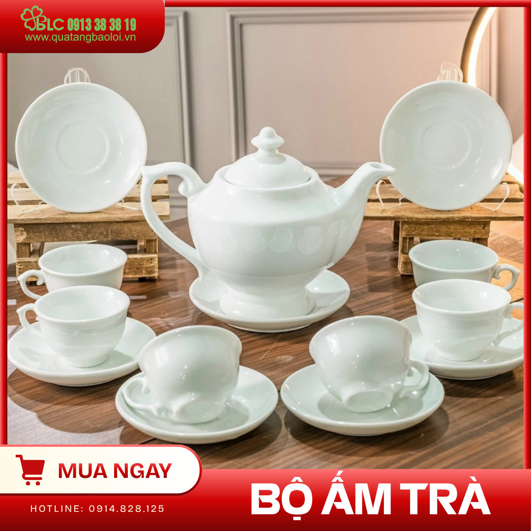 Bộ ấm trà in logo sang trọng