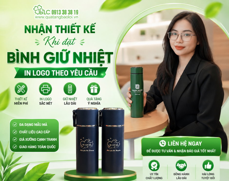 BLC Gifts Nhận Thiết Kế Khi Đặt Bình Giữ Nhiệt In Logo Theo Yêu Cầu