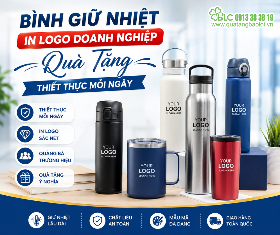 Bình Giữ Nhiệt In Logo Doanh Nghiệp – Quà Tặng Thiết Thực Mỗi Ngày