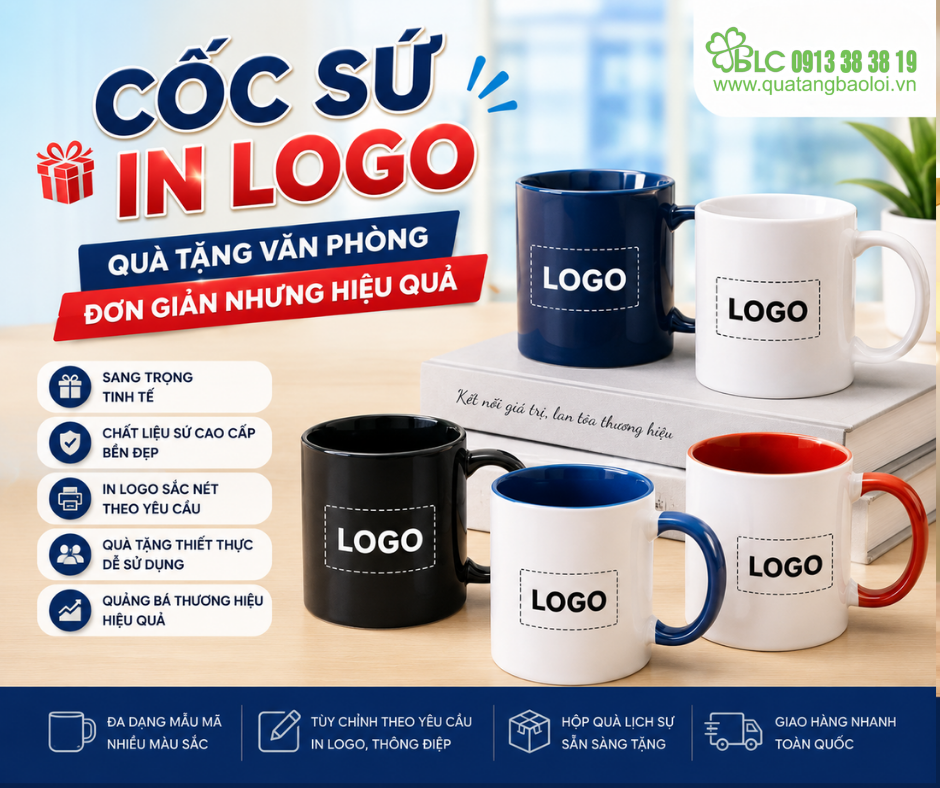 Cốc Sứ In Logo – Quà Tặng Văn Phòng Đơn Giản Nhưng Hiệu Quả
