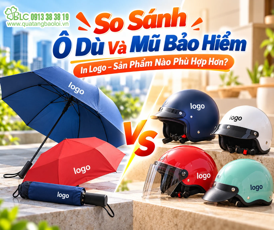 Ô Dù Và Mũ Bảo Hiểm In Logo – Sản Phẩm Nào Phù Hợp Hơn?