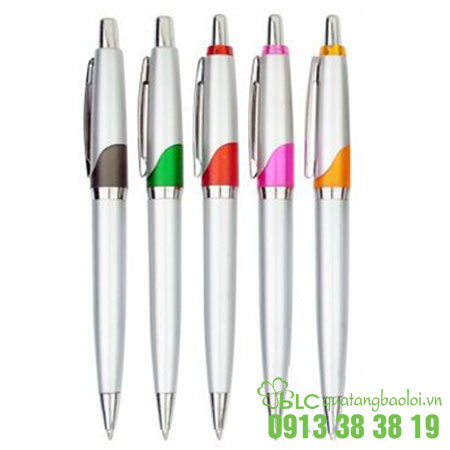 Bút bi in logo màu bạc phối màu theo yêu cầu - BB018